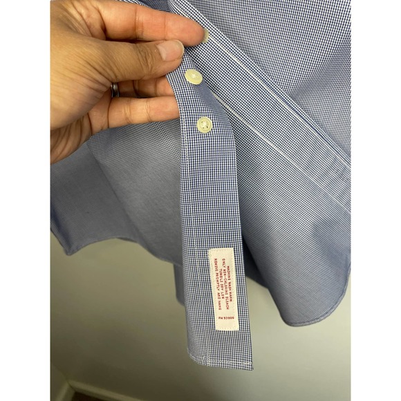 Brooks Brothers Men's Button Down Shirt Blue Non-Iron Slim Fit Size 16 4/5 - Picture 8 of 10